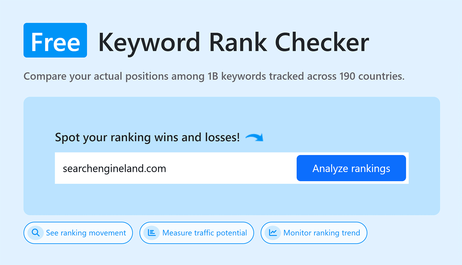 [Screenshot of a keyword rank checker showing all keywords a specific URL ranks for with position and traffic data]
