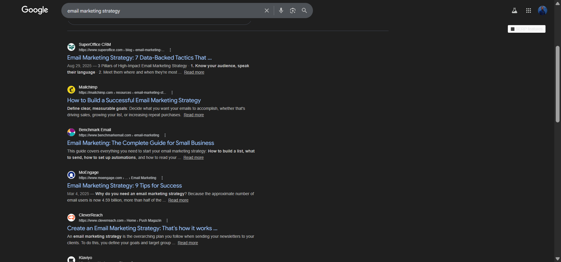 [Screenshot: Google SERP showing title tags with various keyword variations highlighted]
