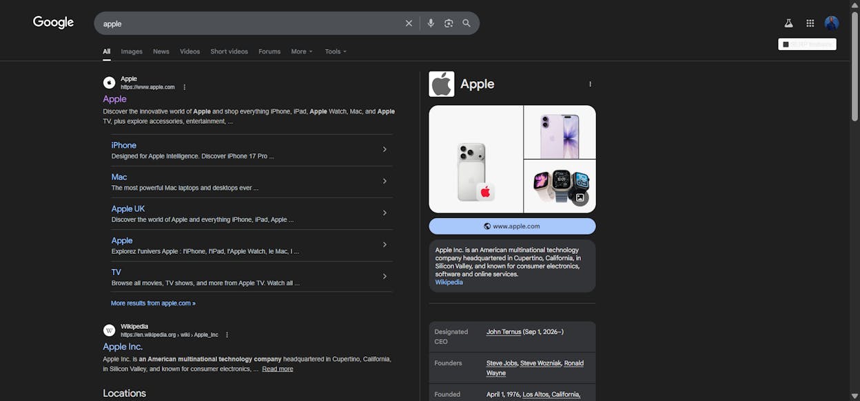 [Screenshot of a Google Knowledge Panel for a well-known brand, showing information pulled from Wikipedia]