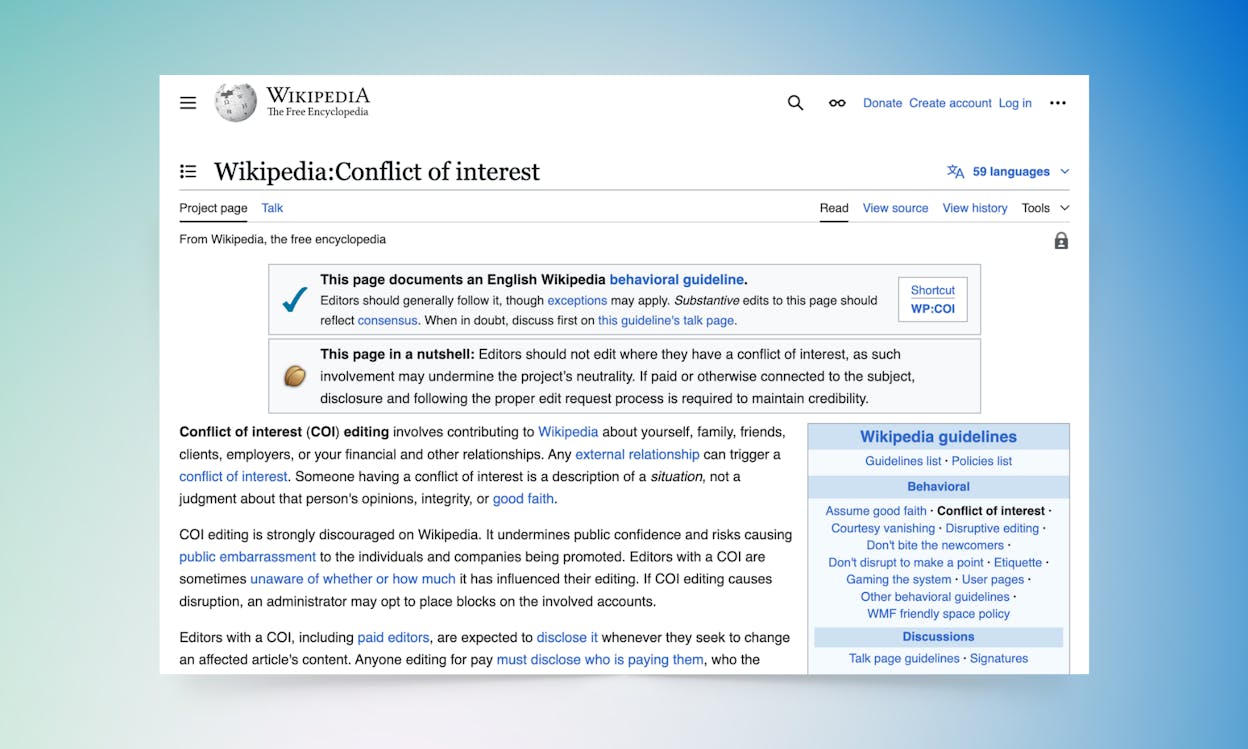 [Screenshot of the Wikipedia Articles for Creation submission form with COI disclosure option selected]