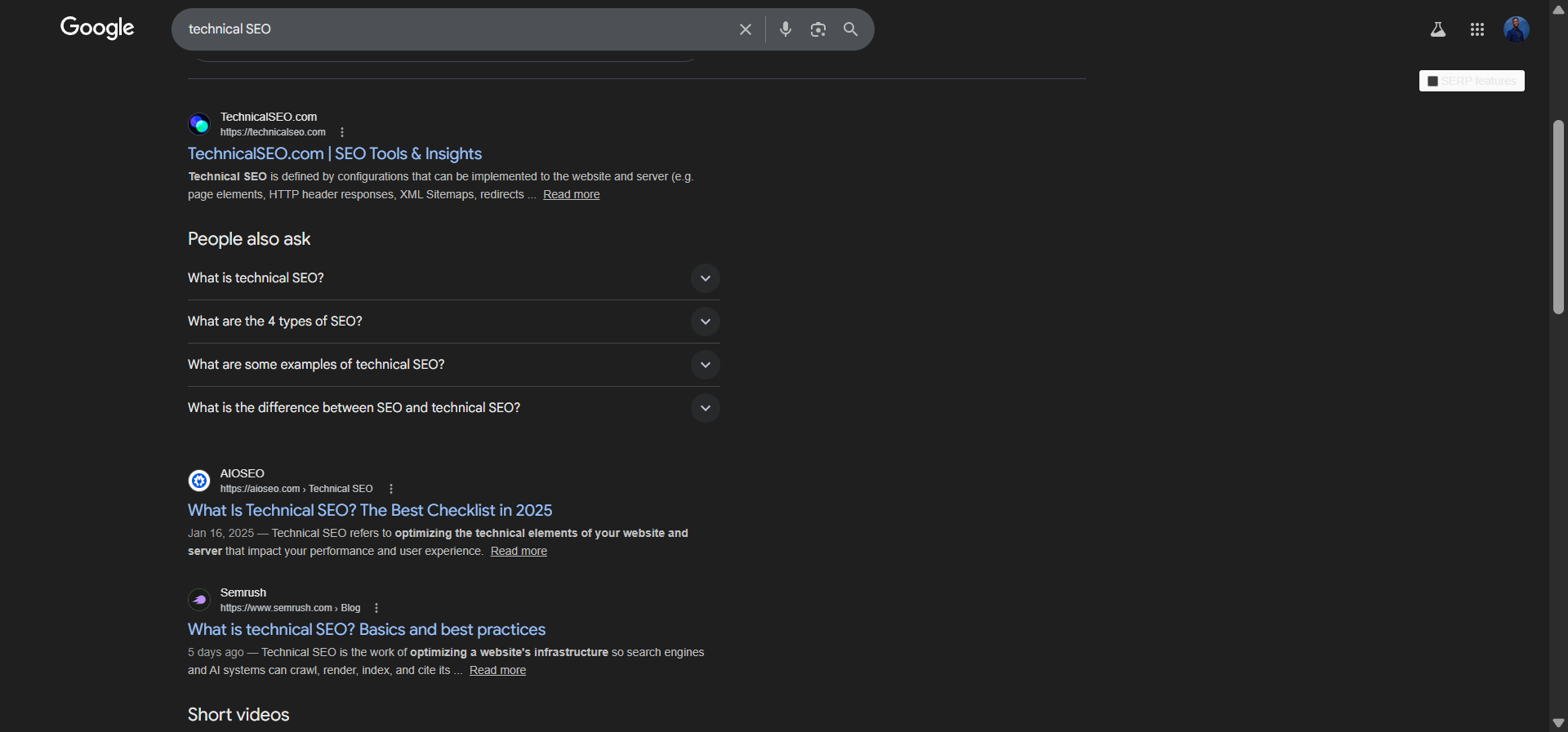 [Screenshot: Google &ldquo;People Also Ask&rdquo; section for &ldquo;technical SEO&rdquo; showing questions like &ldquo;What is technical SEO and why is it important?&rdquo; and &ldquo;How do I do a technical SEO audit?&rdquo;]