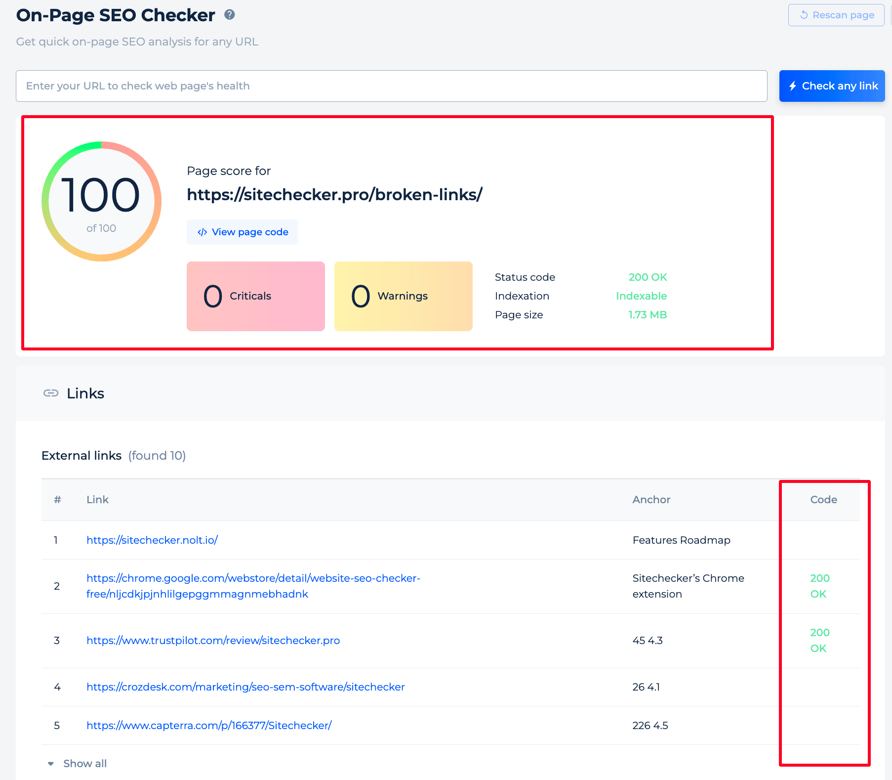 [Screenshot: Backlink checker tool showing a list of 404 pages sorted by number of referring domains, with the top result having 12 linking websites]