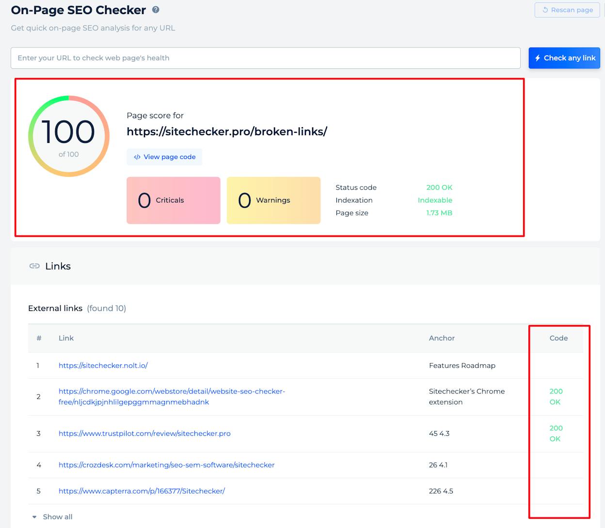 [Screenshot: Backlink checker tool showing a list of 404 pages sorted by number of referring domains, with the top result having 12 linking websites]