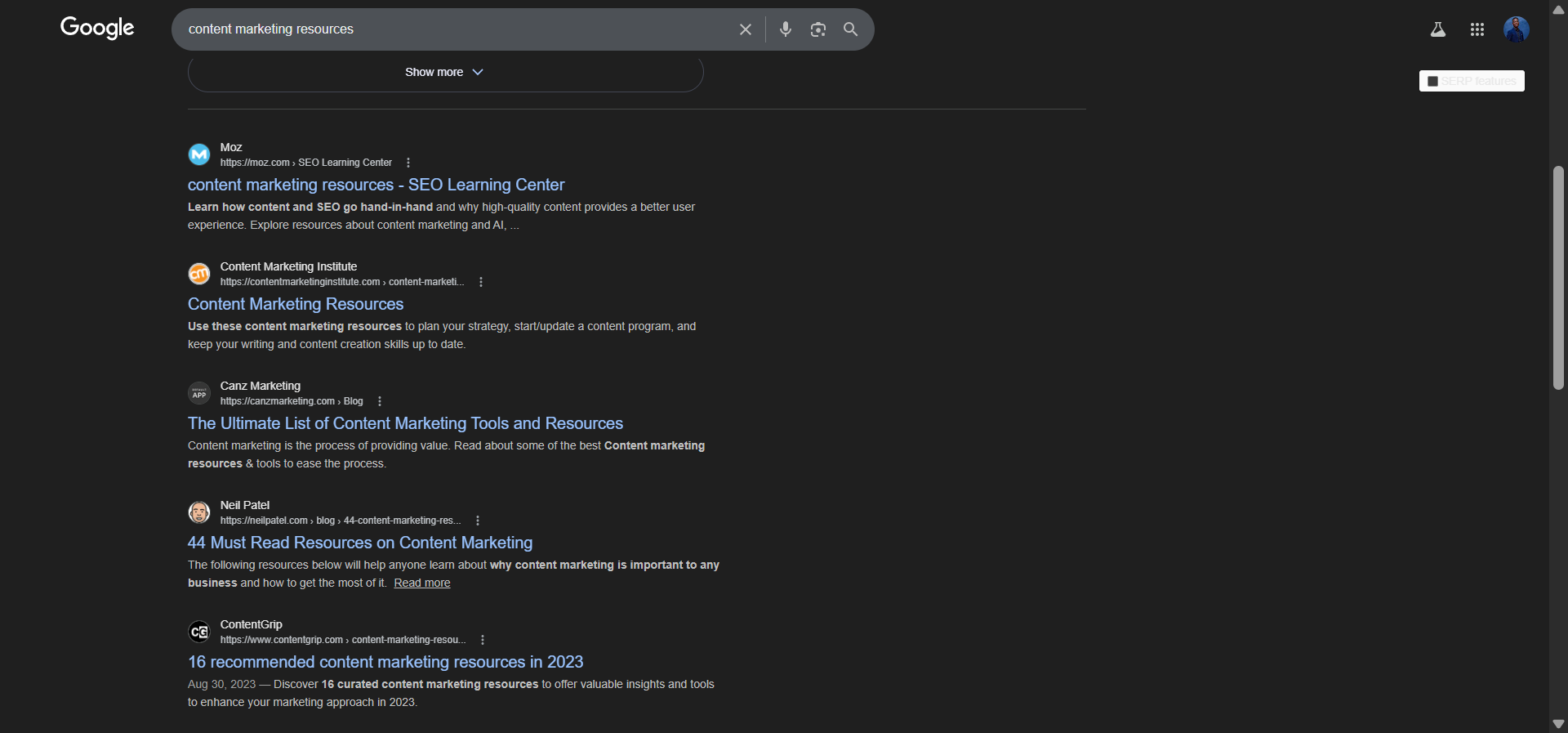 [Screenshot: Google search results for &ldquo;[topic] resources&rdquo; pages that could contain broken outbound links]