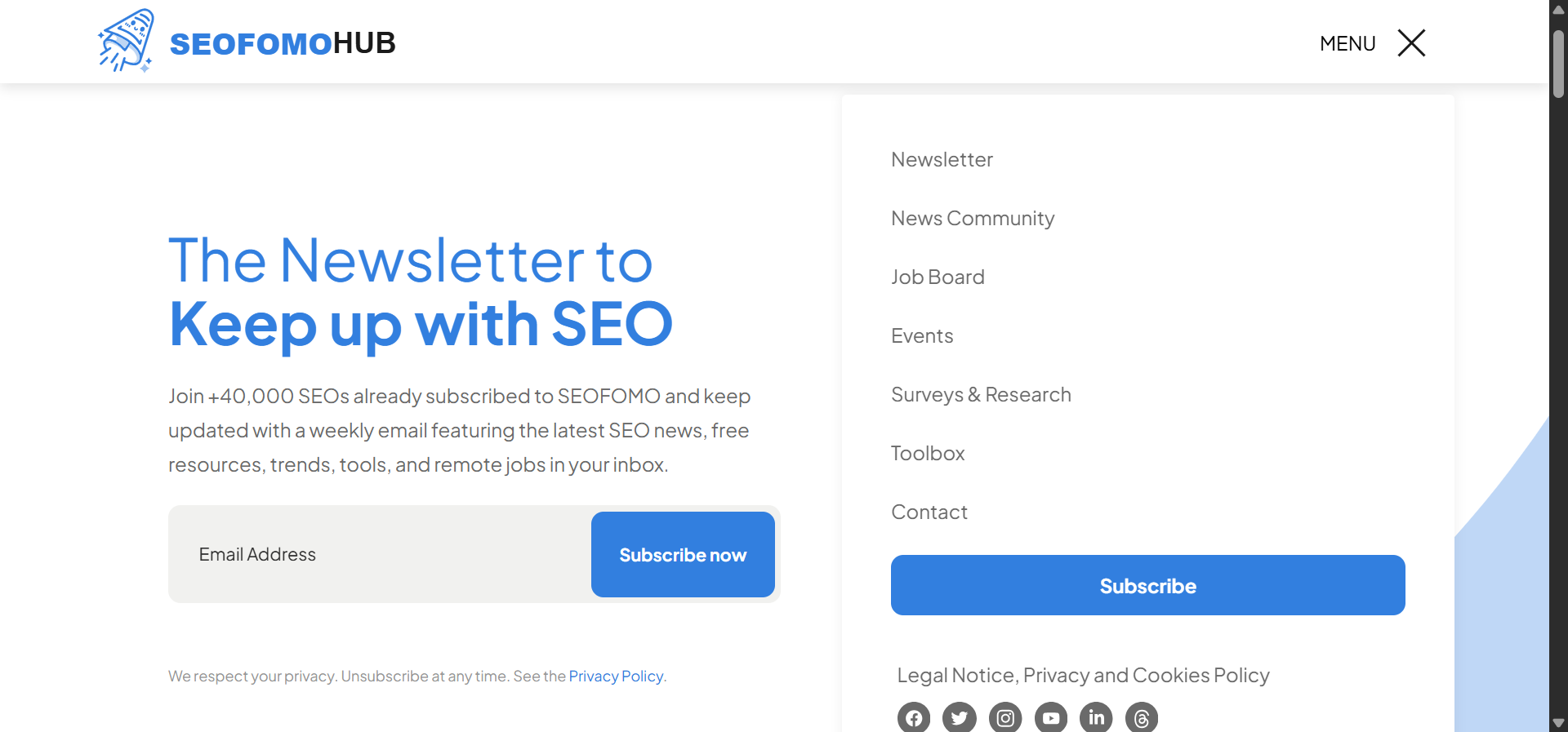 [Screenshot of the SEOFOMO newsletter inbox showing the curated links, jobs section, and tools section]