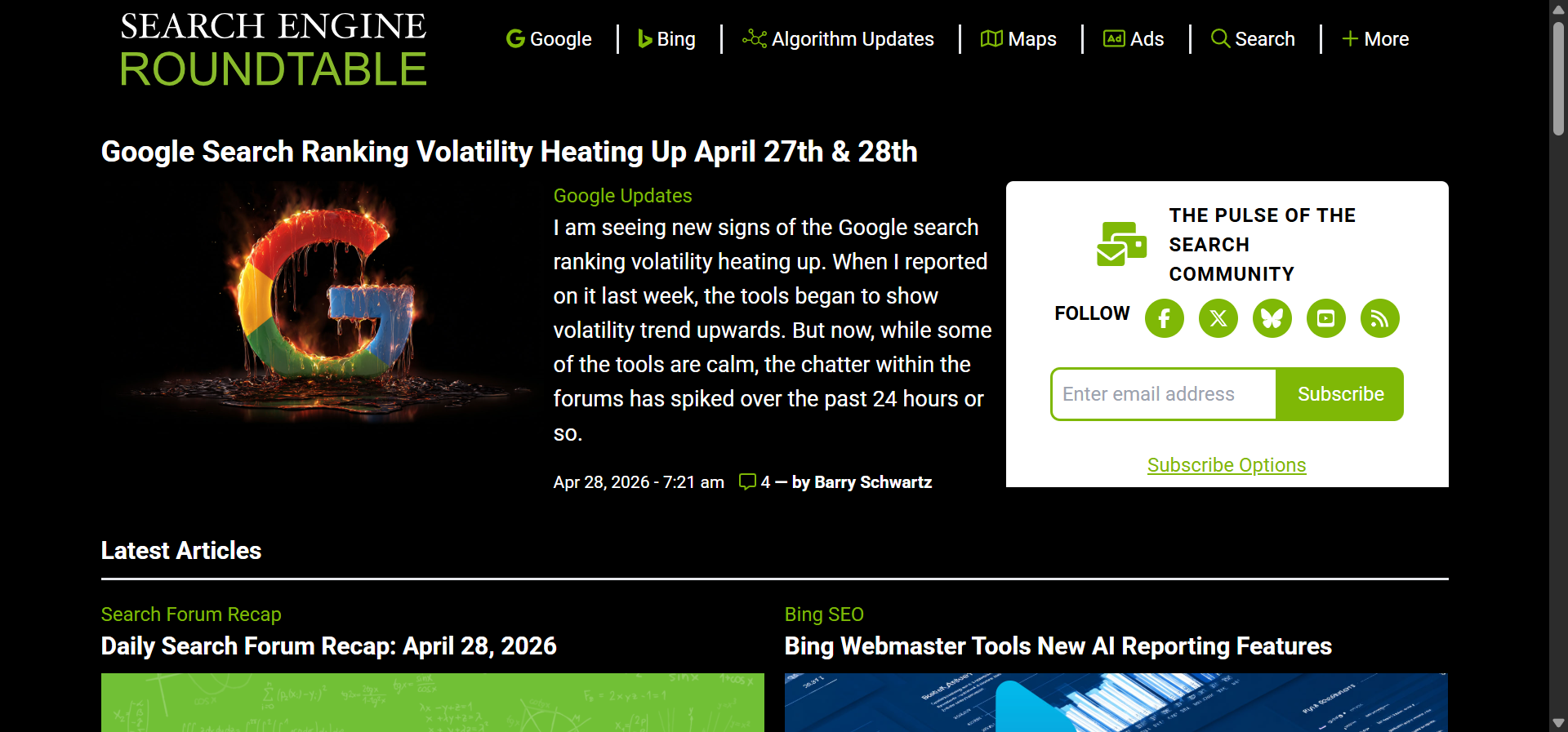 [Screenshot of the Search Engine Roundtable daily email format showing the different sections]