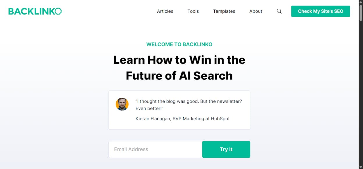 [Screenshot of the Backlinko newsletter showing the visual, step-by-step style]