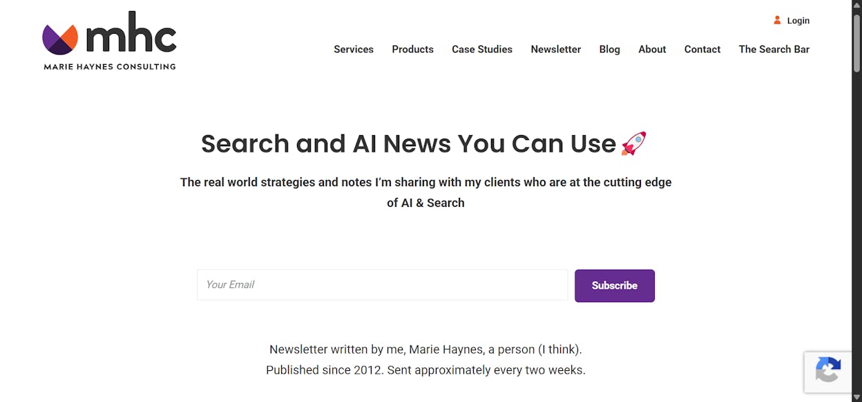 [Screenshot of Marie Haynes&rsquo; newsletter showing algorithm update analysis]