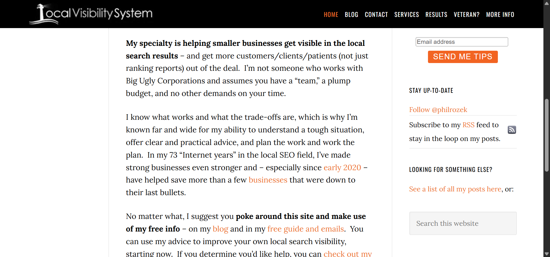 [Screenshot of the Local Visibility System newsletter]