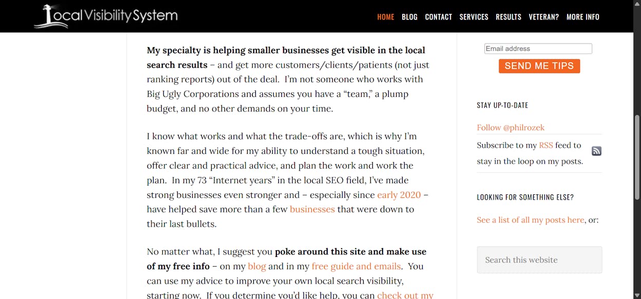 [Screenshot of the Local Visibility System newsletter]