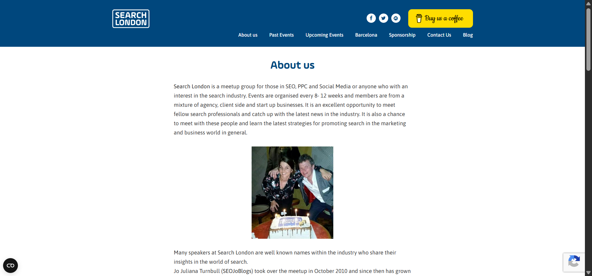 [Screenshot description: Search London meetup photo showing speakers and audience]