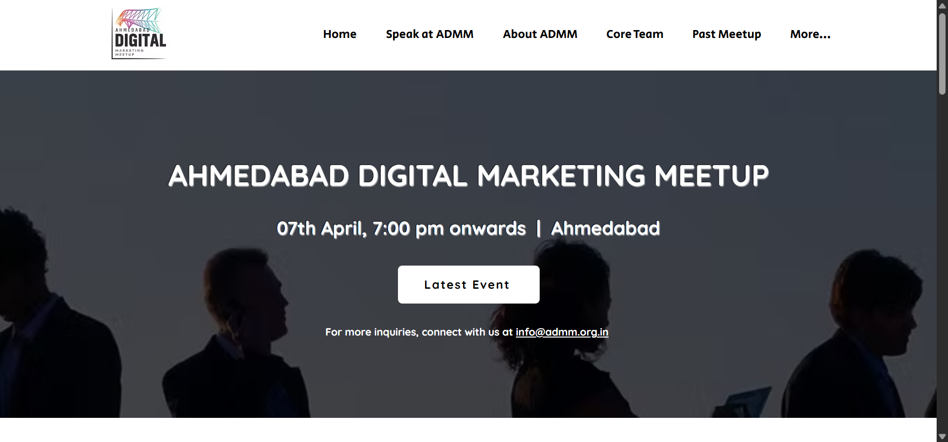 [Screenshot description: ADMM meetup photo showing large group in India]