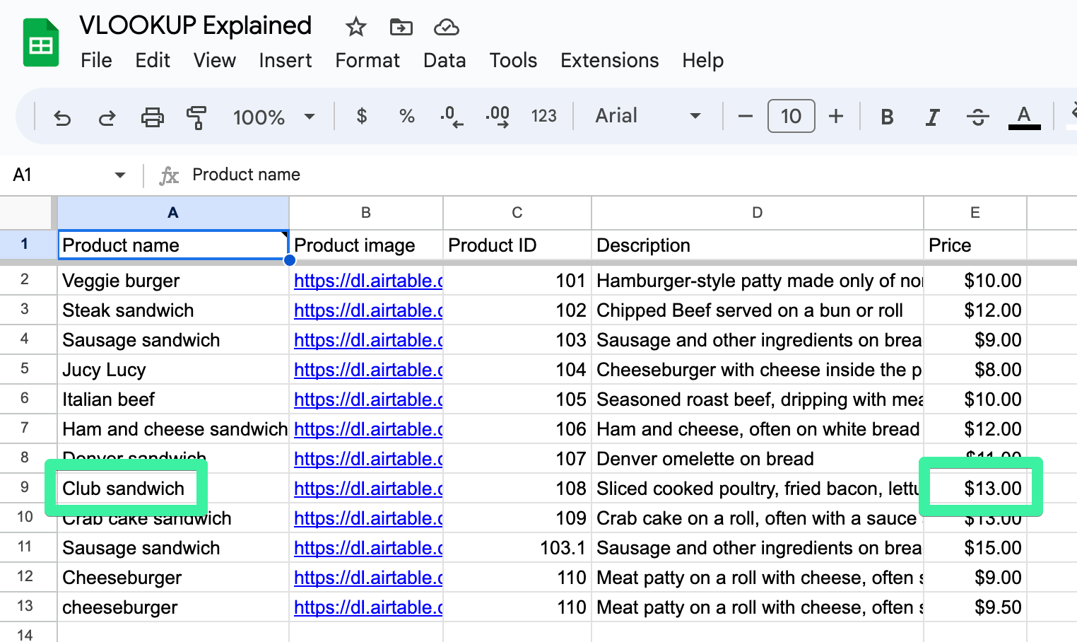 [Screenshot: Google Sheets showing Sheet1 with keywords and search volumes, and a VLOOKUP formula pulling ranking positions from Sheet2]