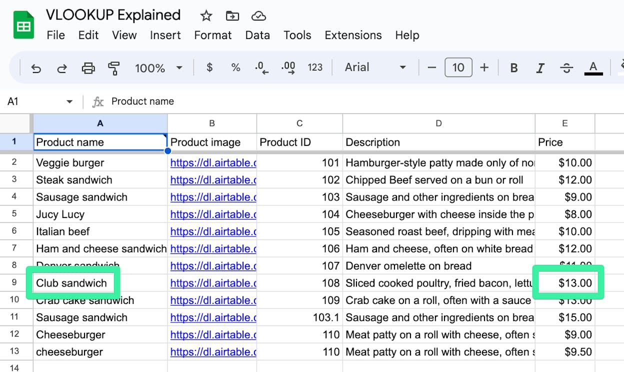 [Screenshot: Google Sheets showing Sheet1 with keywords and search volumes, and a VLOOKUP formula pulling ranking positions from Sheet2]