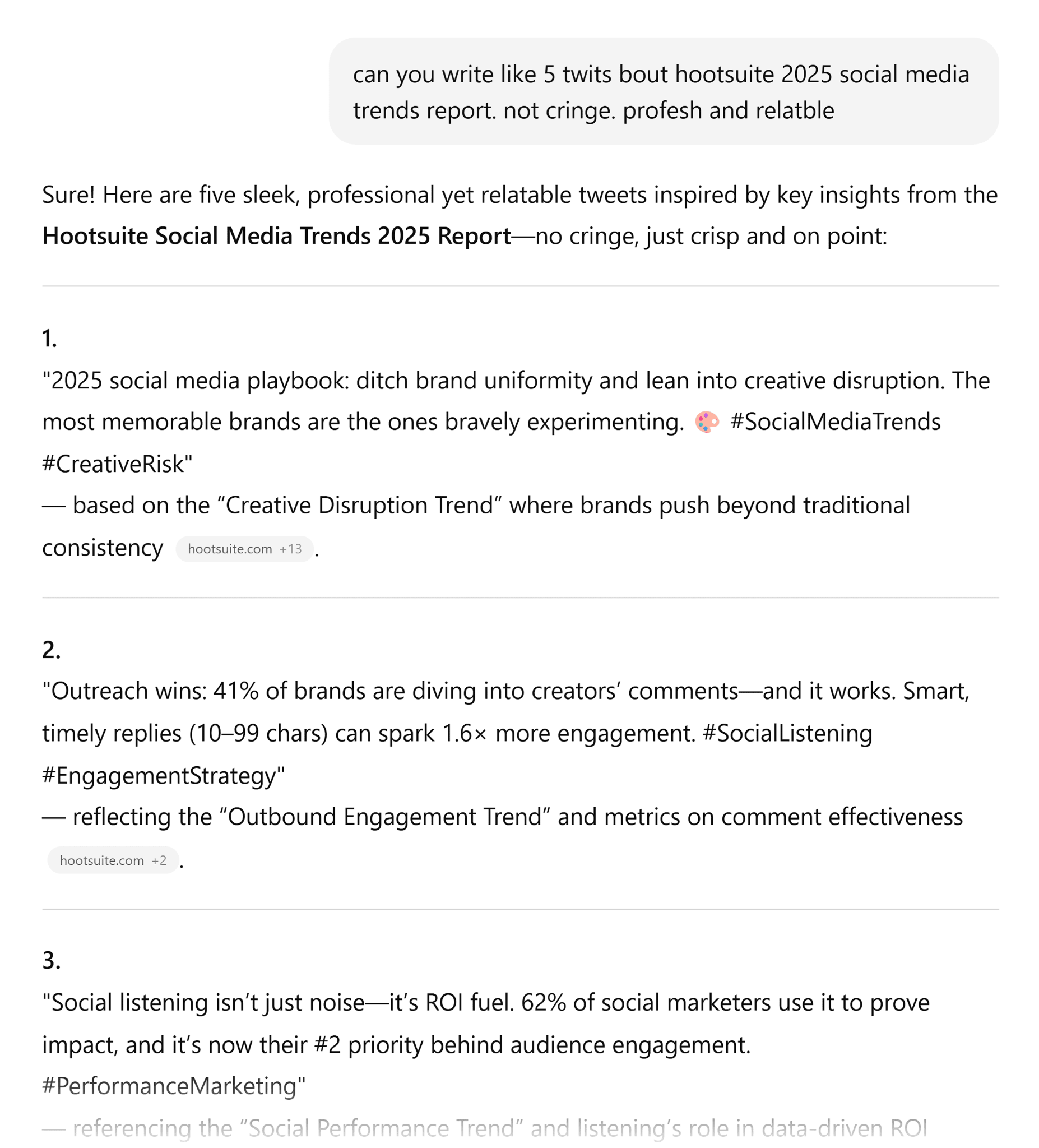 [Screenshot: ChatGPT conversation showing a PPC keyword gap analysis with structured output comparing branded and non-branded terms]