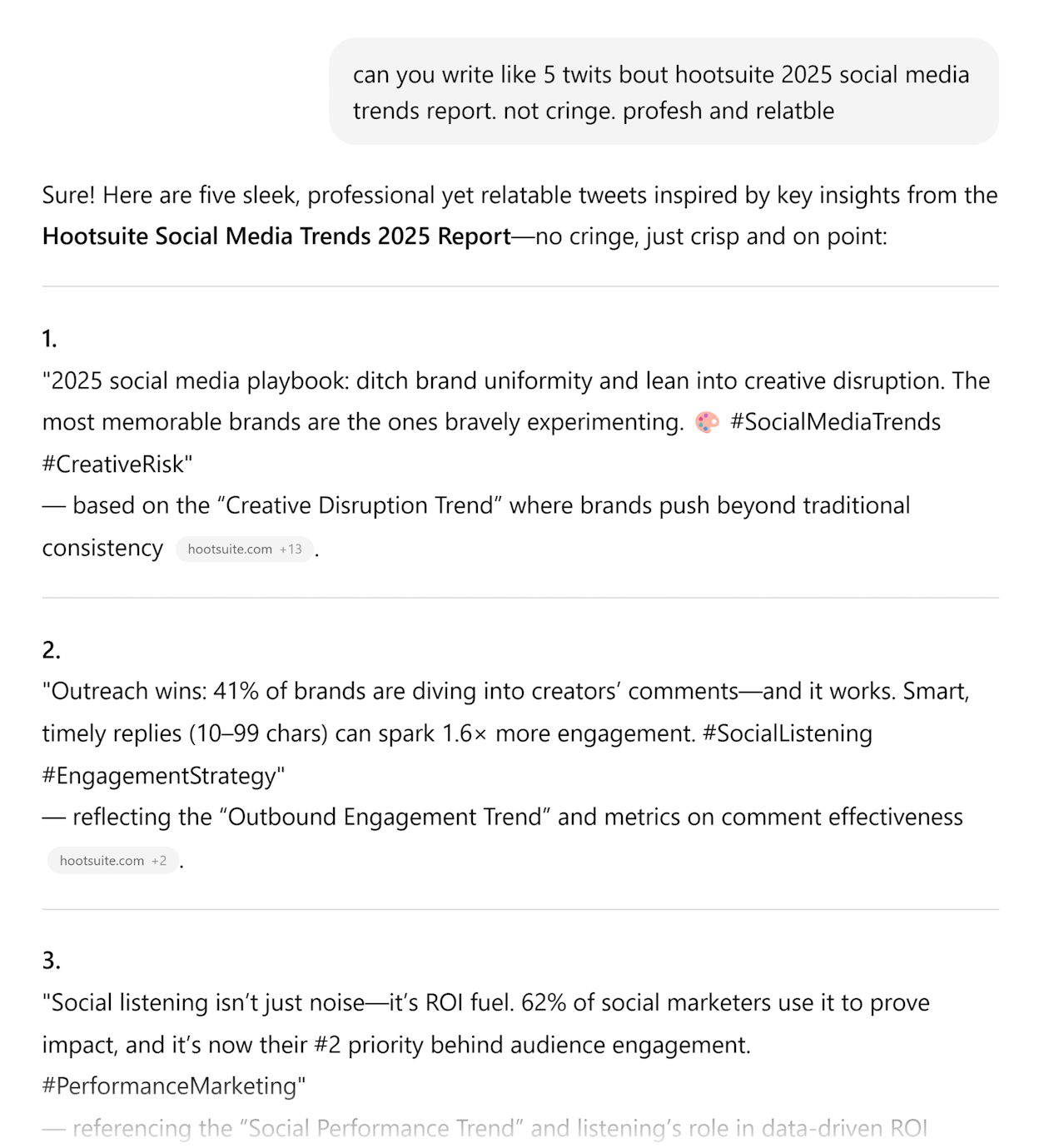 [Screenshot: ChatGPT conversation showing a PPC keyword gap analysis with structured output comparing branded and non-branded terms]