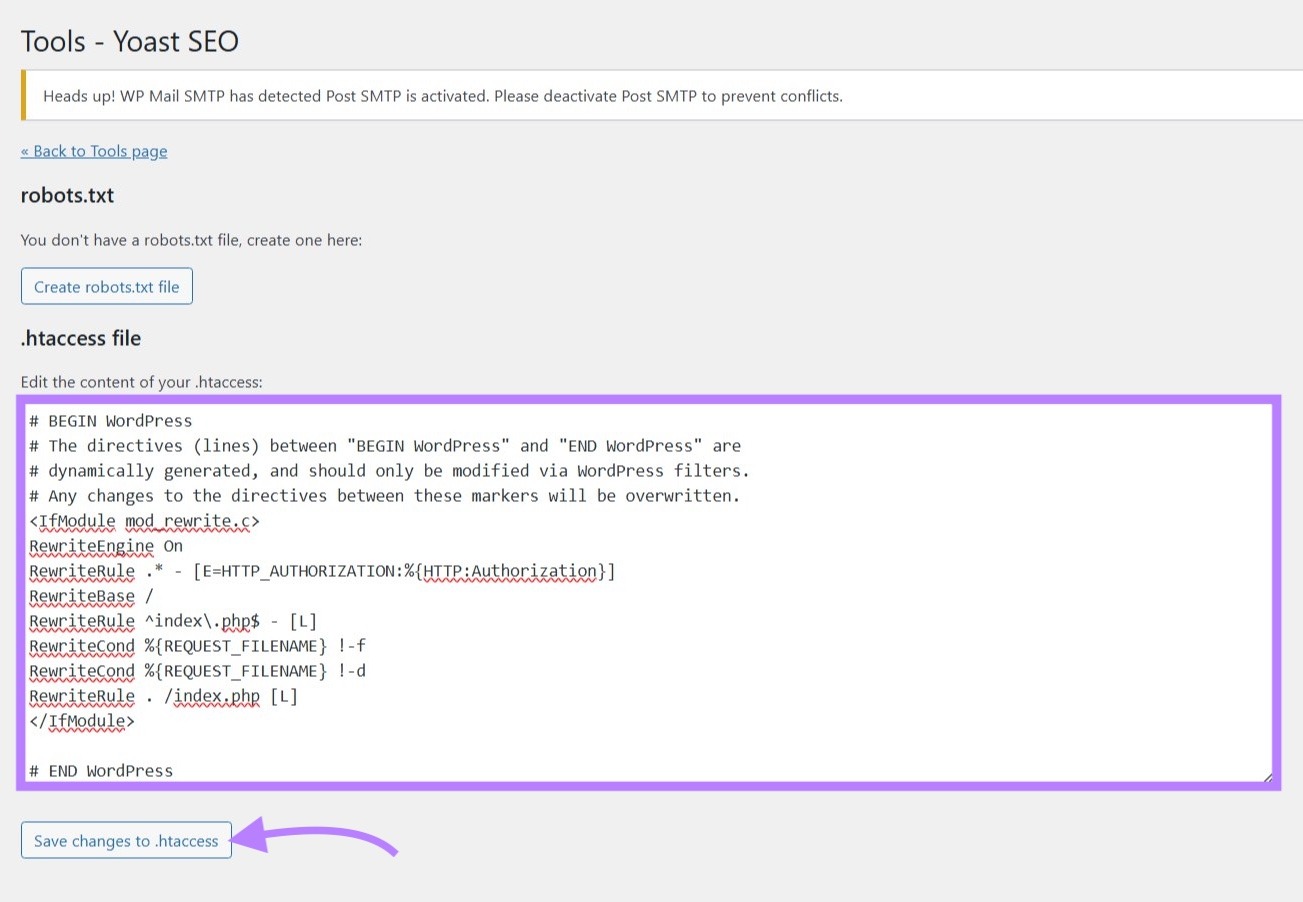 [Screenshot: Terminal or text editor showing a single 301 redirect line in .htaccess]