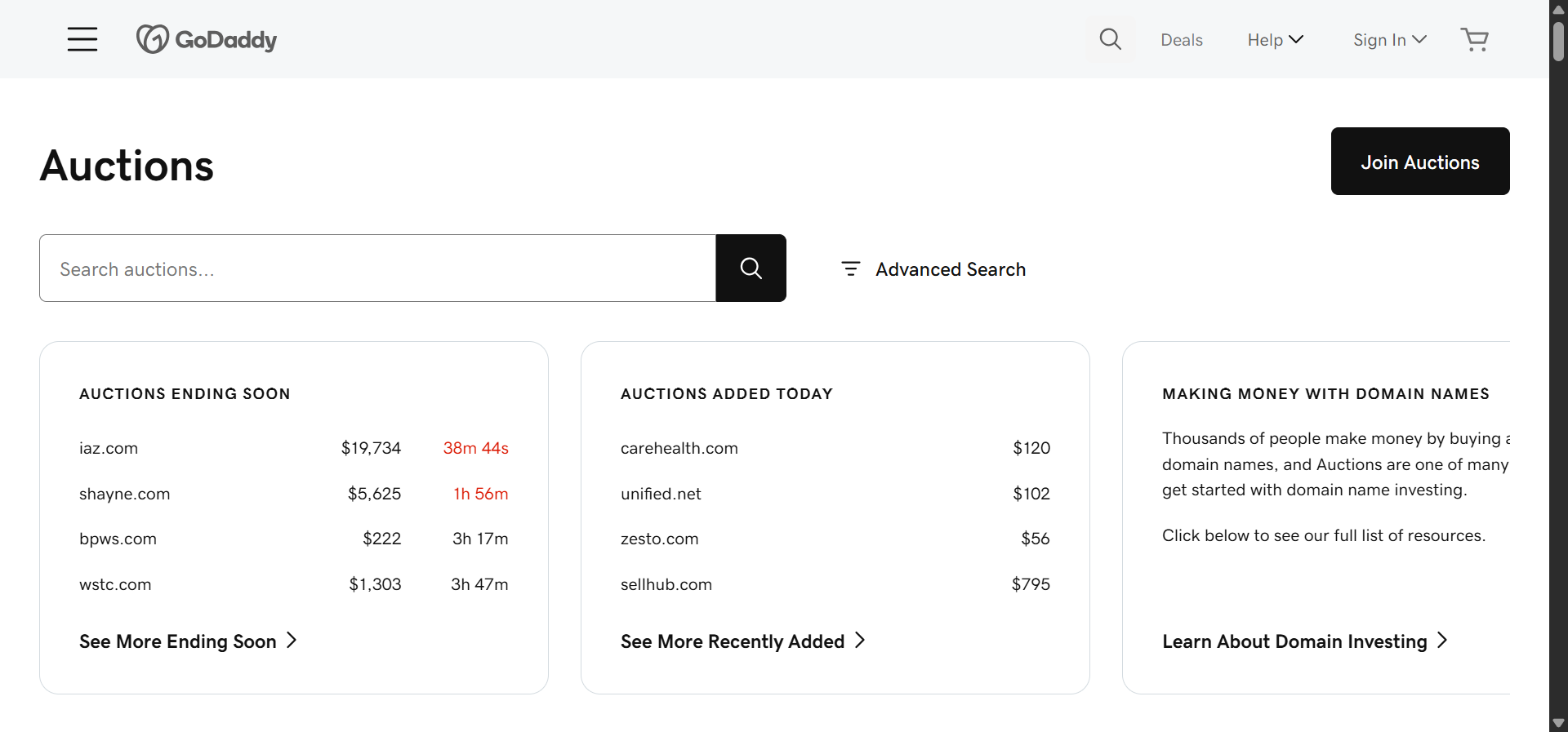 [Screenshot: A domain marketplace listing showing a domain with metrics like referring domains, domain authority, and organic traffic]