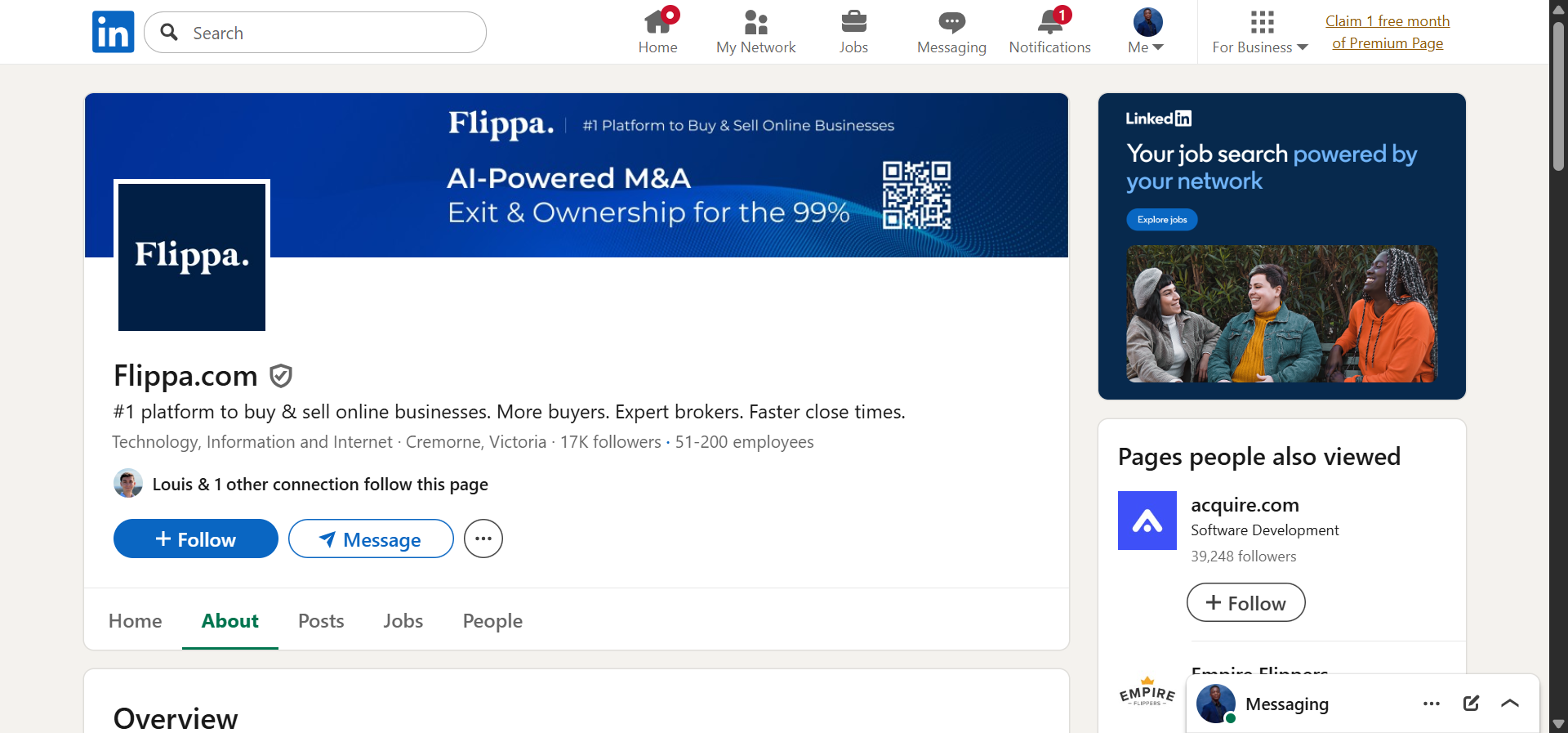 [Screenshot: Flippa referral program landing page]