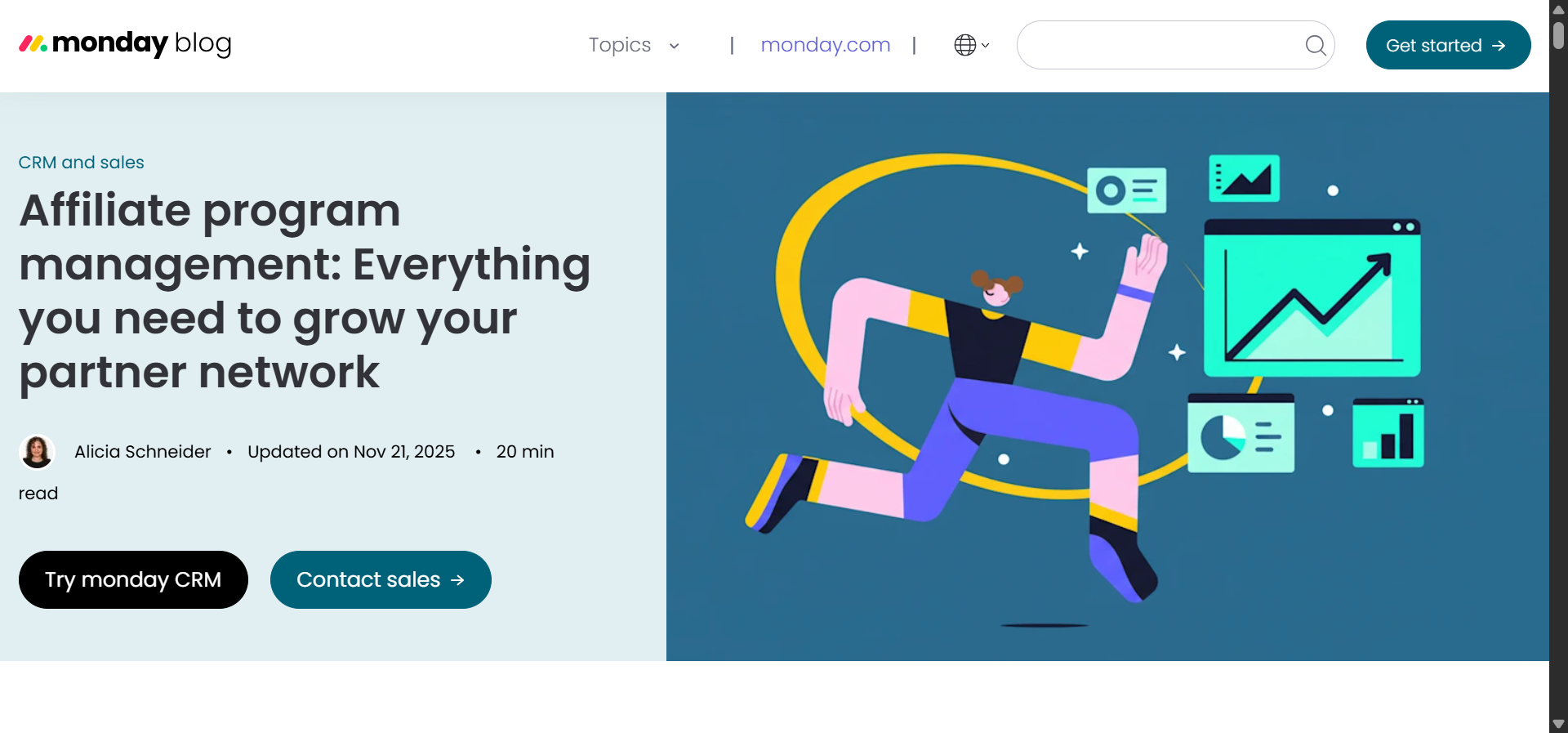 [Screenshot: Monday.com affiliate program landing page]