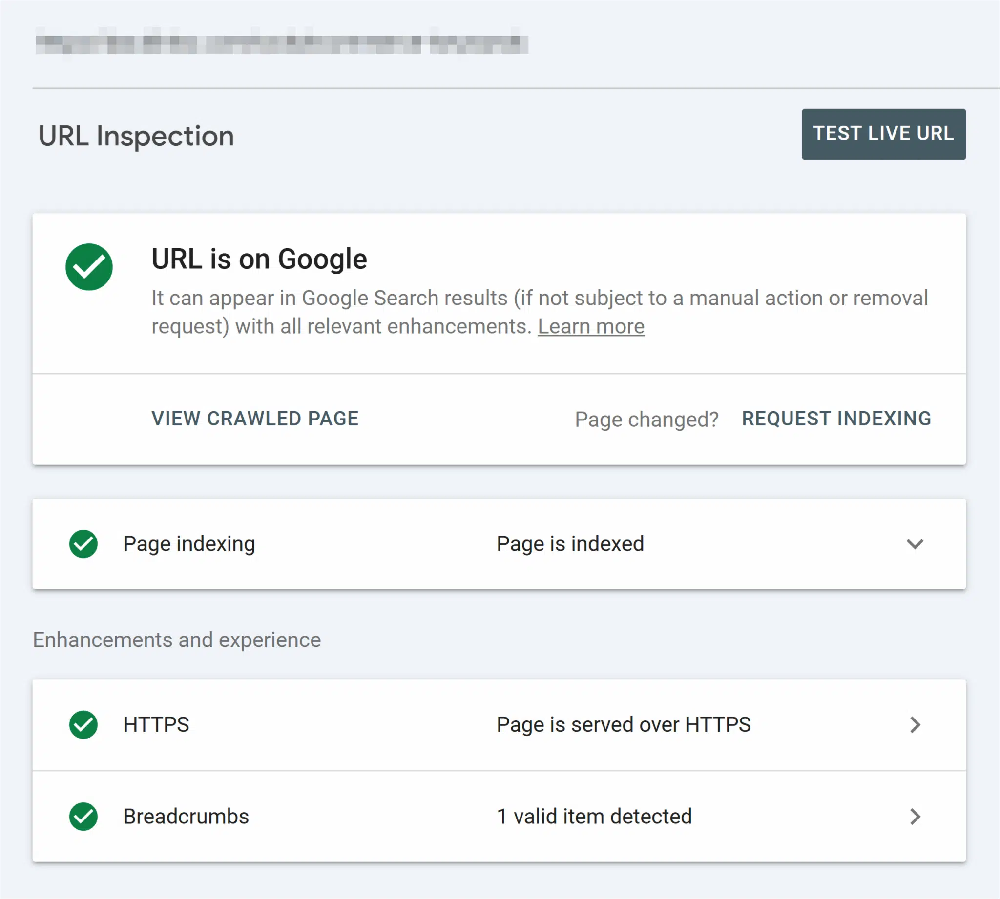 [Screenshot: a GSC URL Inspection panel showing an external domain in the "Google-selected canonical" field]