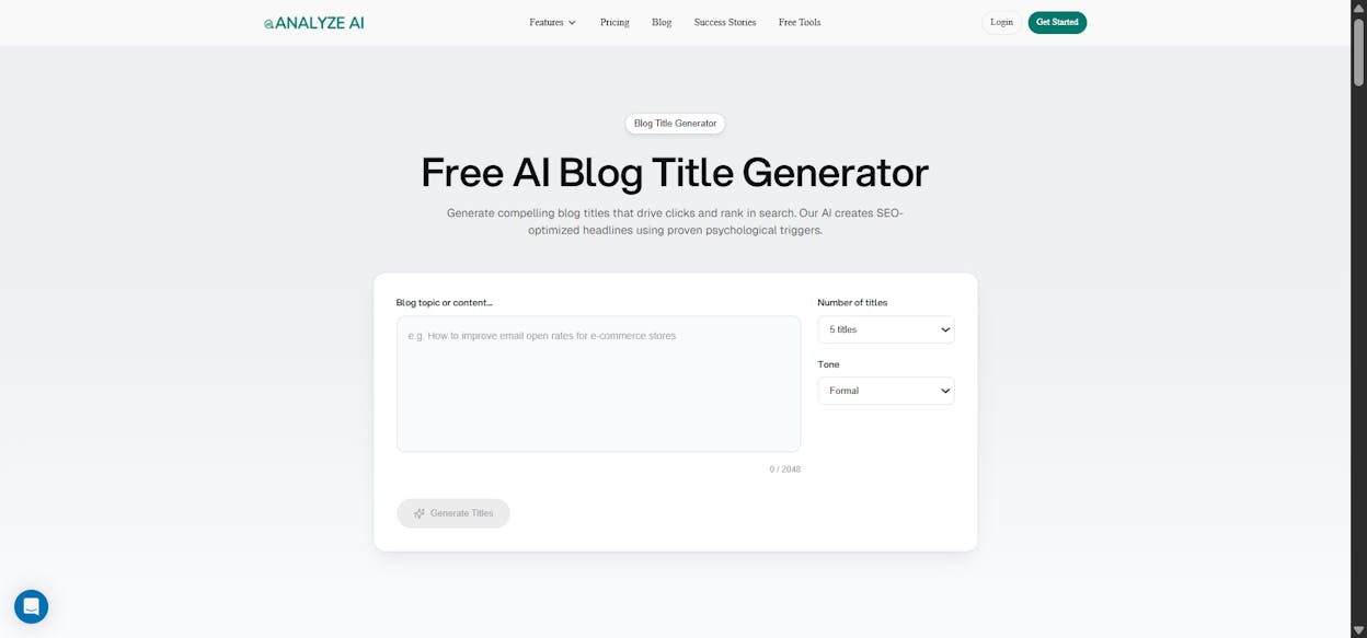 Free AI Blog Title Generator.