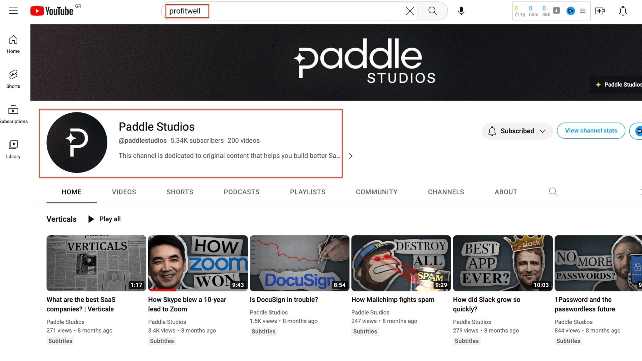 [Screenshot: The Paddle Studios homepage showing the Born Global series with documentary-style cover art.]