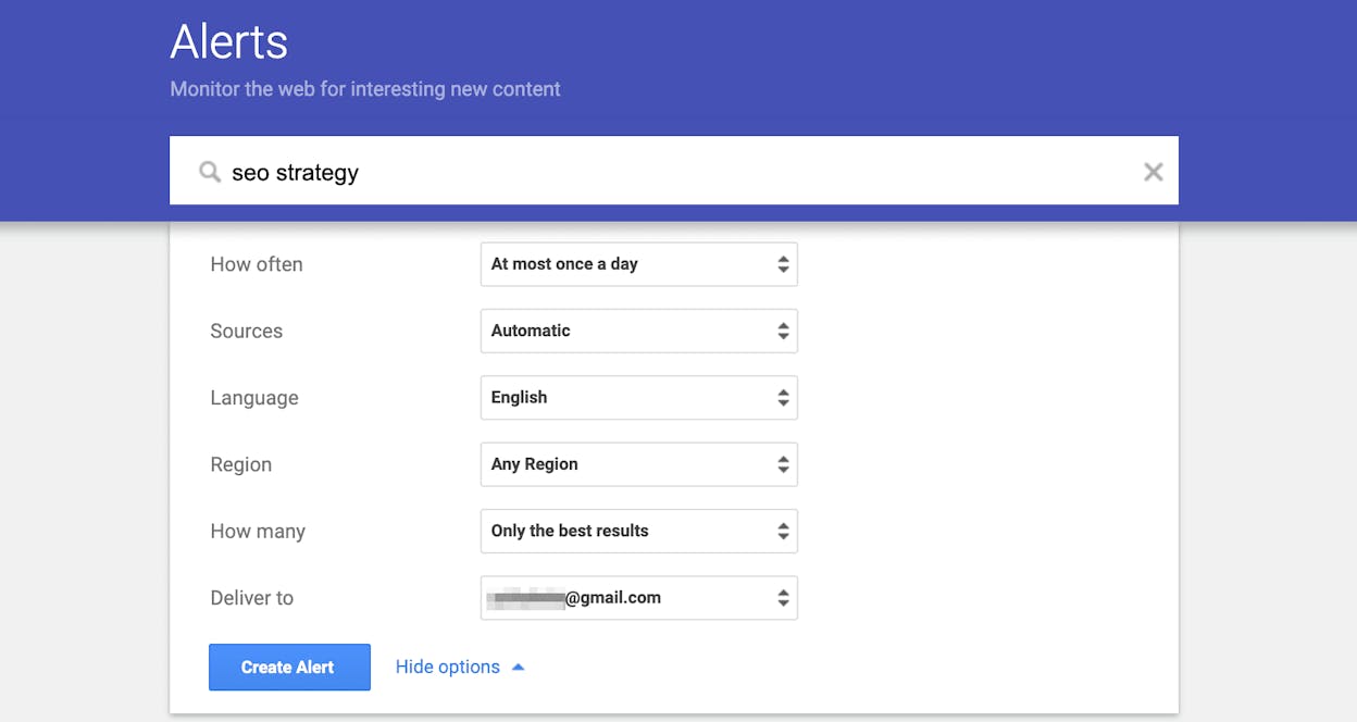 [Screenshot of a keyword alert setup interface where you can enter your brand name, set volume thresholds, and choose notification frequency]