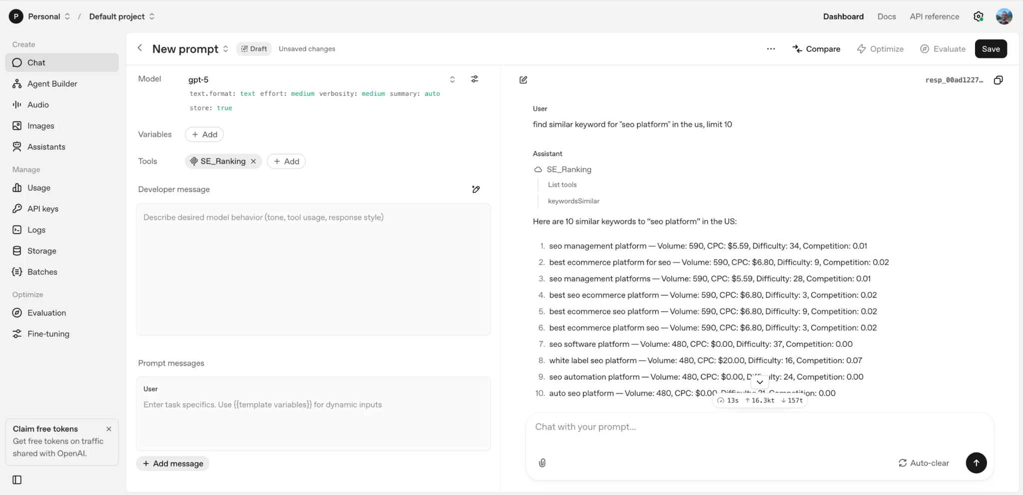 [Screenshot: The Content Helpfulness and Quality SEO Analyzer in ChatGPT, showing the URL and query input fields]