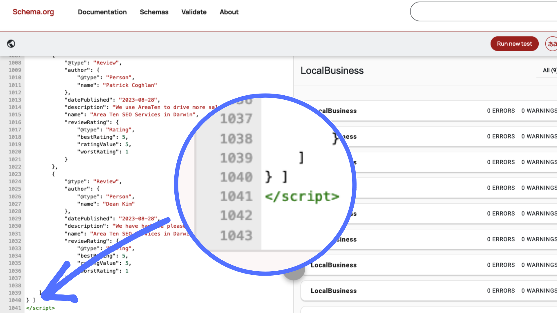 [Screenshot: The Schema Advisor in ChatGPT showing a URL input and the generated JSON-LD output, with a brief explanation of each field]