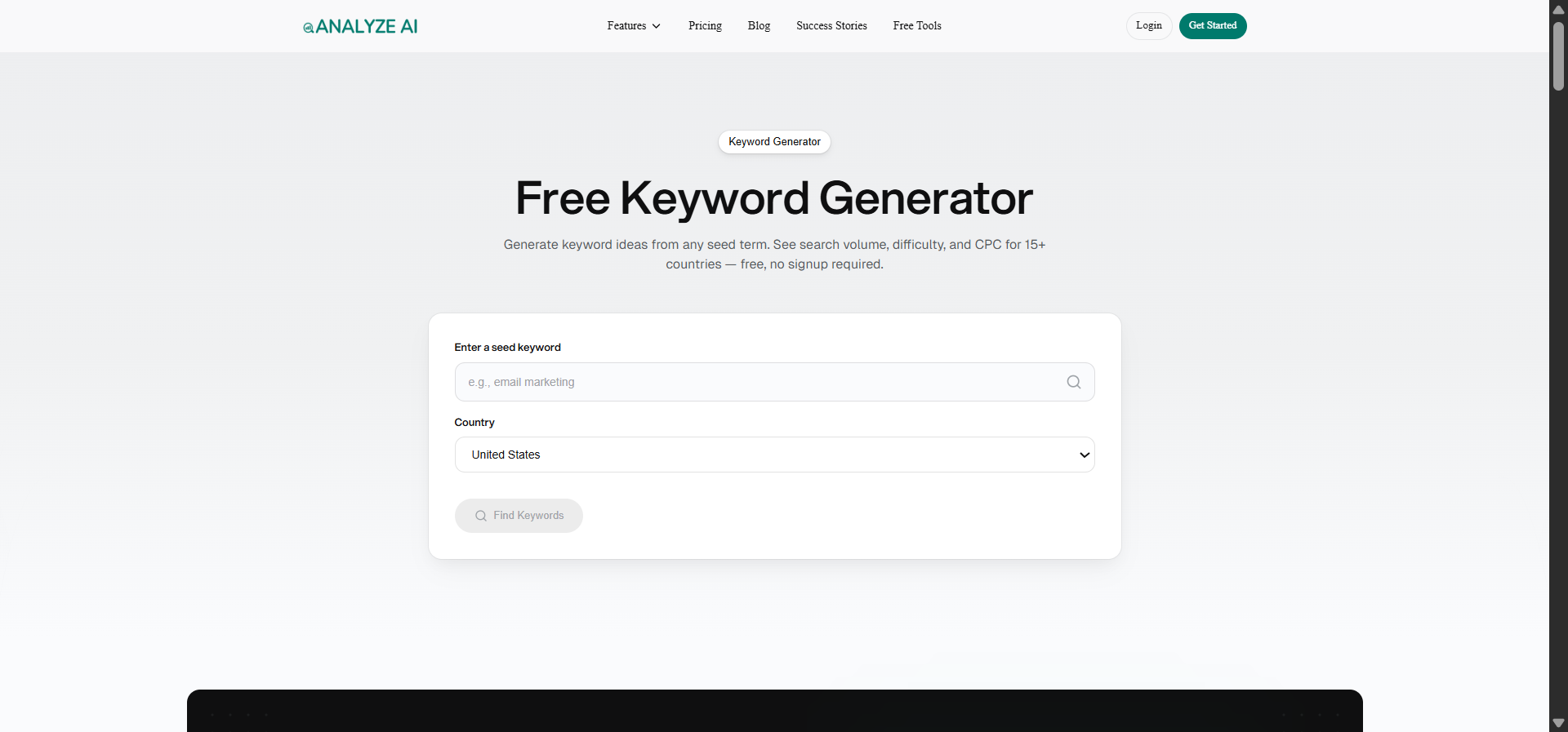 [Screenshot: Keyword research tool with bulk SERP export option]