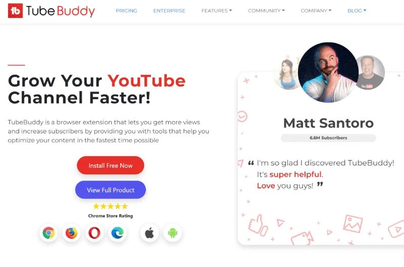 [Screenshot: TubeBuddy Videolytics panel on a video page, with tag list and &ldquo;add to tags list&rdquo; button visible]