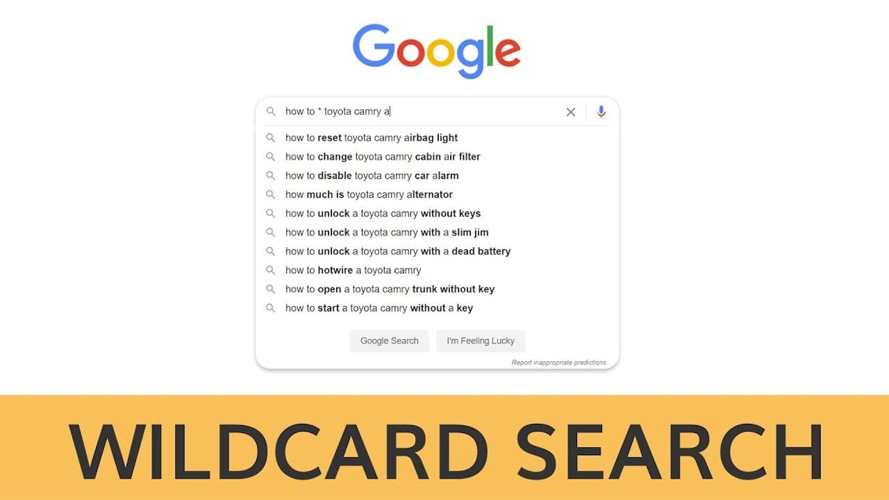 [Screenshot: YouTube autosuggest using the underscore wildcard between two terms]