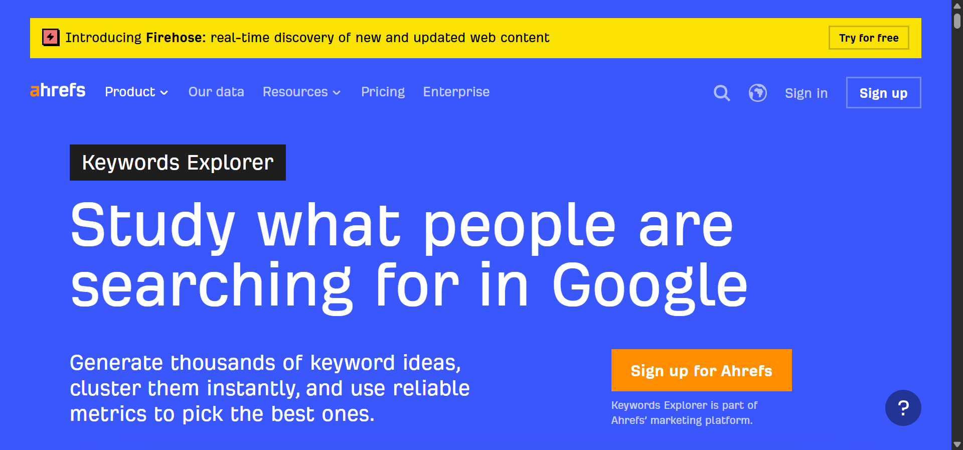 [Screenshot: Ahrefs Keywords Explorer YouTube database results for a sample query]