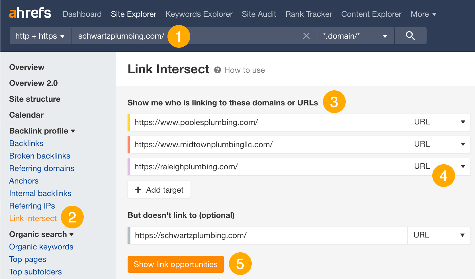 [Screenshot: A backlink tool showing a competitor&rsquo;s referring domains sorted by domain authority]