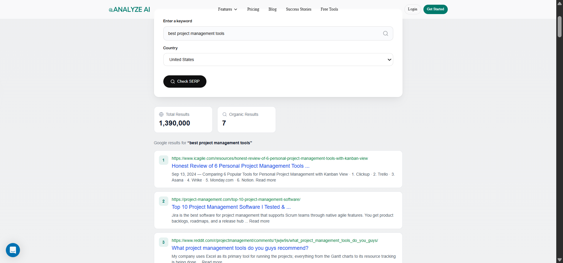 [Screenshot of a SERP checker showing top results for a target keyword with referring domain counts]