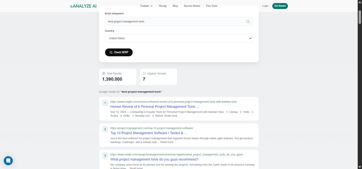 [Screenshot of a SERP checker showing top results for a target keyword with referring domain counts]