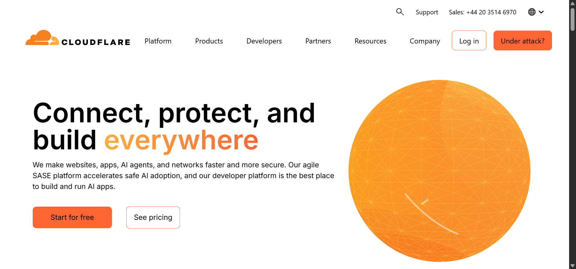 Cloudflare dashboard showing the analytics overview for a connected domain.
