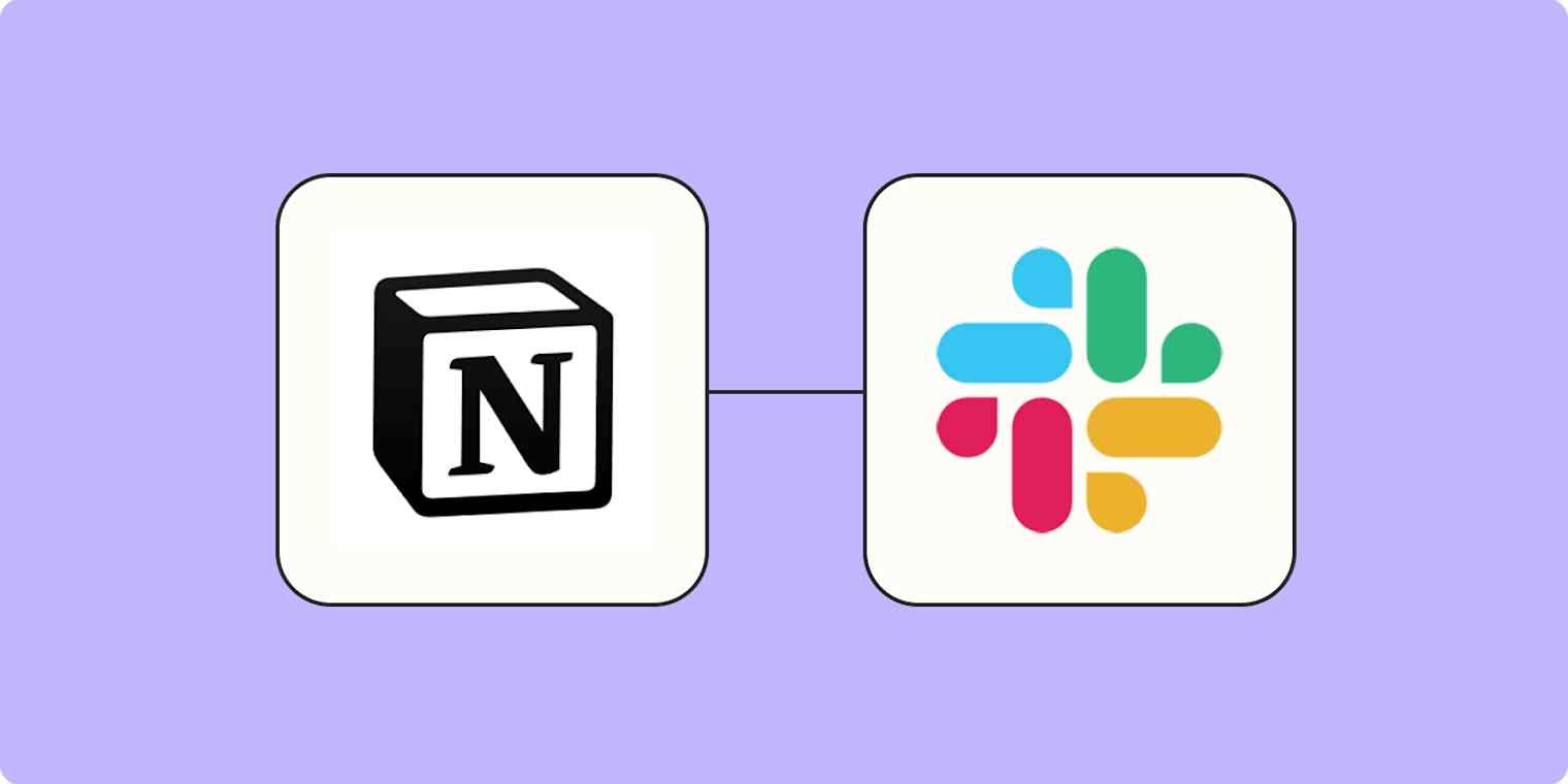 A Zapier integration page (e.g., the Notion + Slack integration page) showing the standard programmatic template