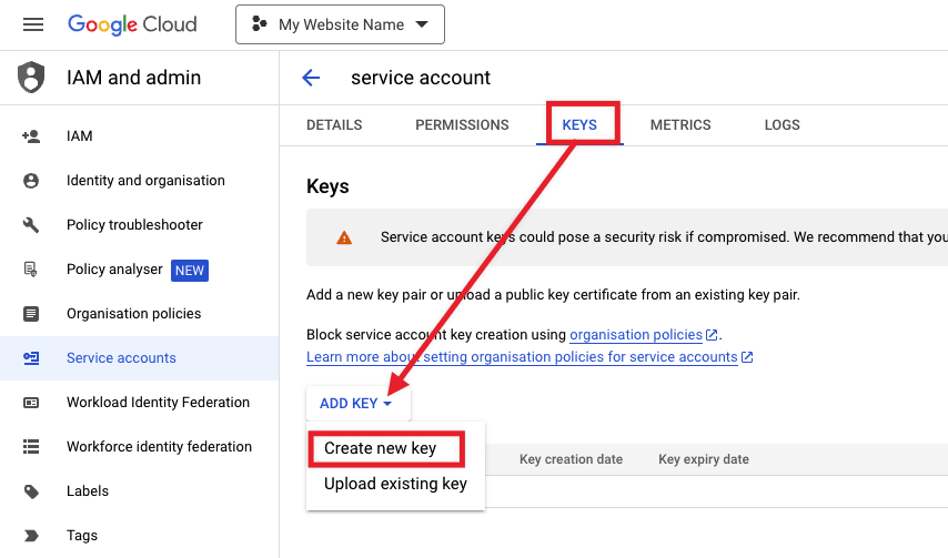 the Google Cloud &ldquo;Get a Key&rdquo; dialog with the new API key visible