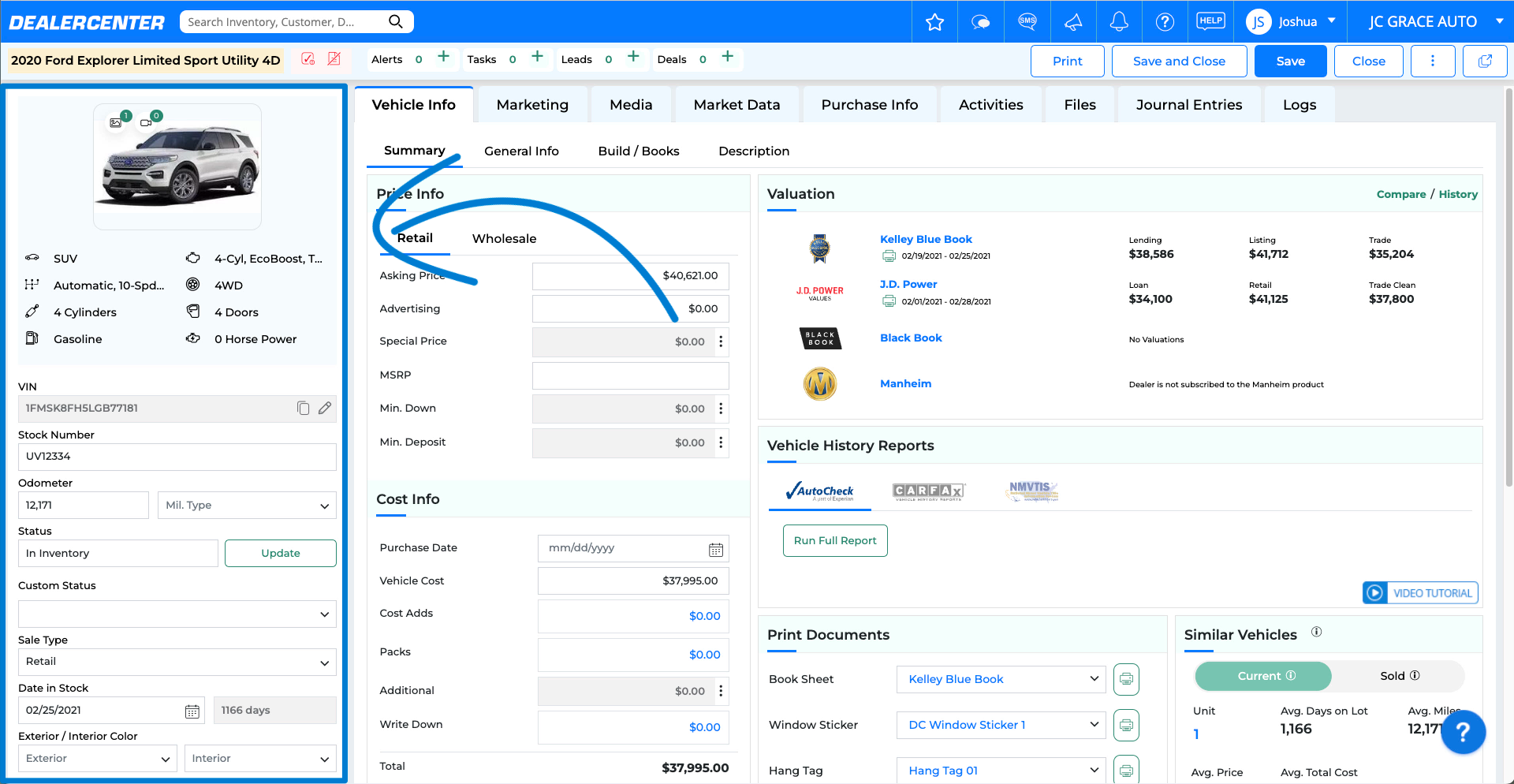 [Screenshot of a dealership inventory page showing make/model filters, vehicle cards with VIN, price, and CTA]