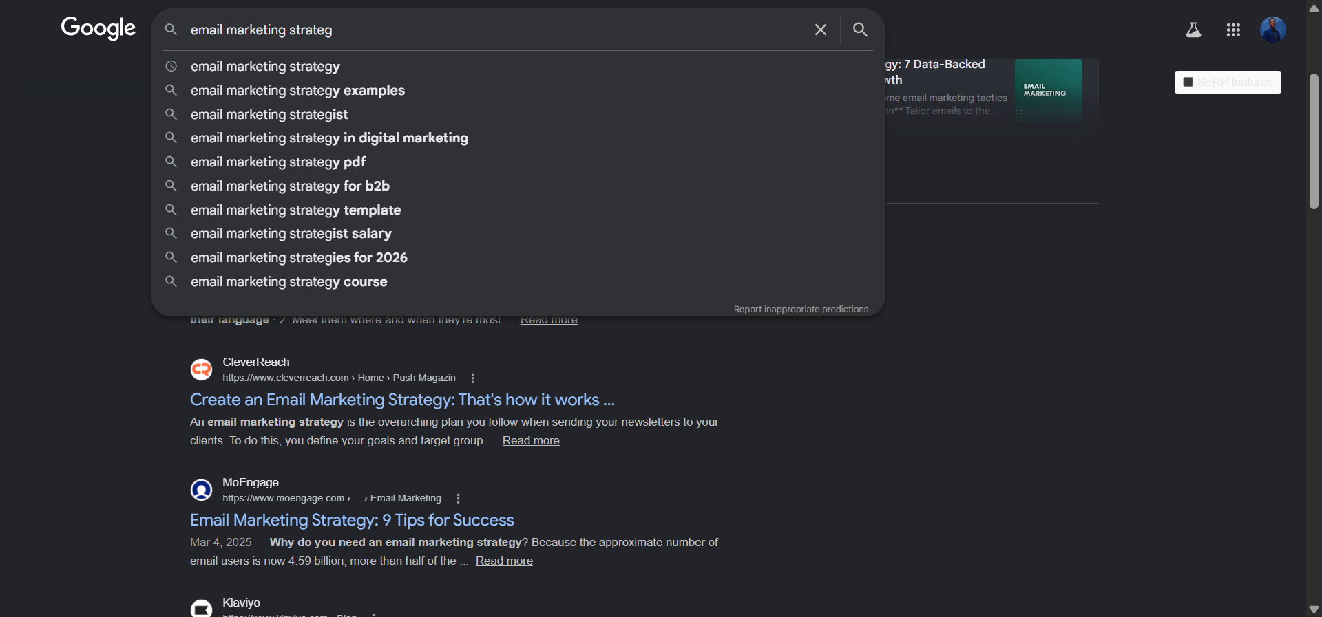 [Screenshot of Google Autocomplete suggestions for the competitor&rsquo;s brand name plus seed terms]
