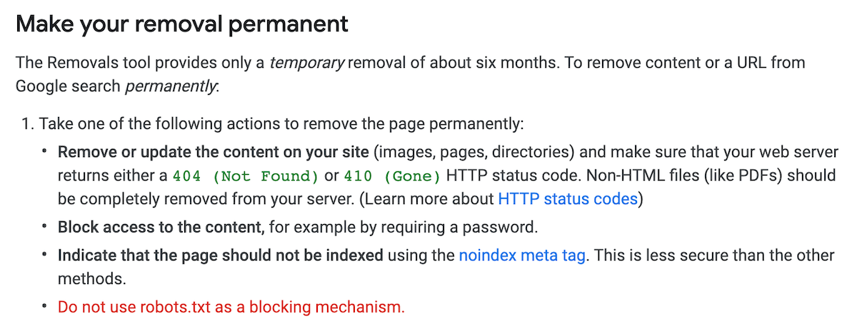 [Screenshot of the URL input field with the Remove this URL only and Remove all URLs with this prefix radio options]
