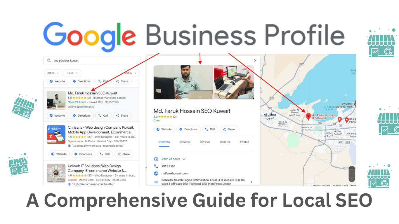 [Screenshot of a complete Google Business Profile showing services list, photos, reviews, and Q&A]