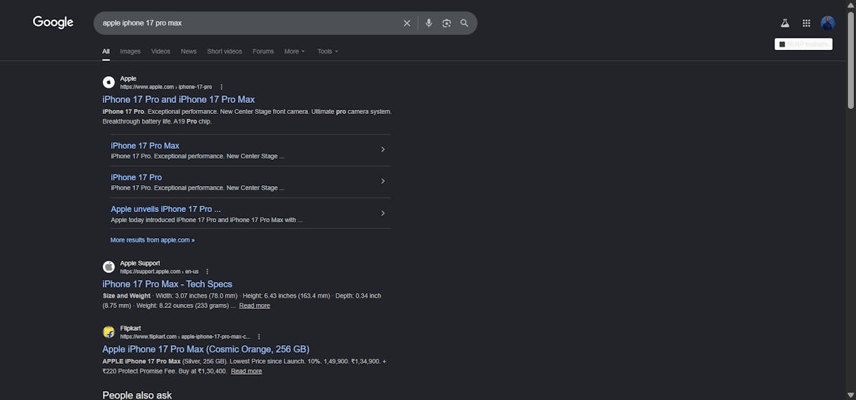 [Screenshot of a Google SERP showing a product result with the title tag highlighted]