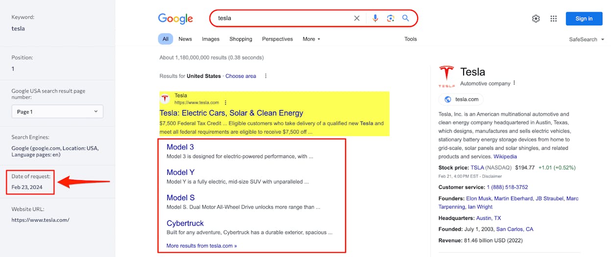 [Screenshot of Google search results for a major brand showing subdomains like docs.example.com or shop.example.com appearing as sitelinks]
