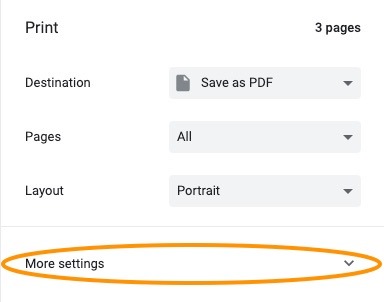 [Screenshot of the Chrome print dialog with &ldquo;Save as PDF&rdquo; selected as the destination, showing a competitor landing page in the preview pane.]