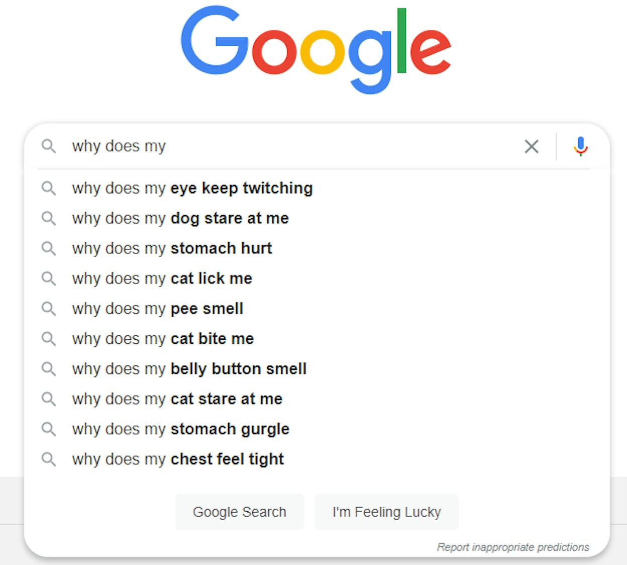 Google search bar with &ldquo;how to&rdquo; typed in and the autocomplete dropdown showing populated query suggestions
