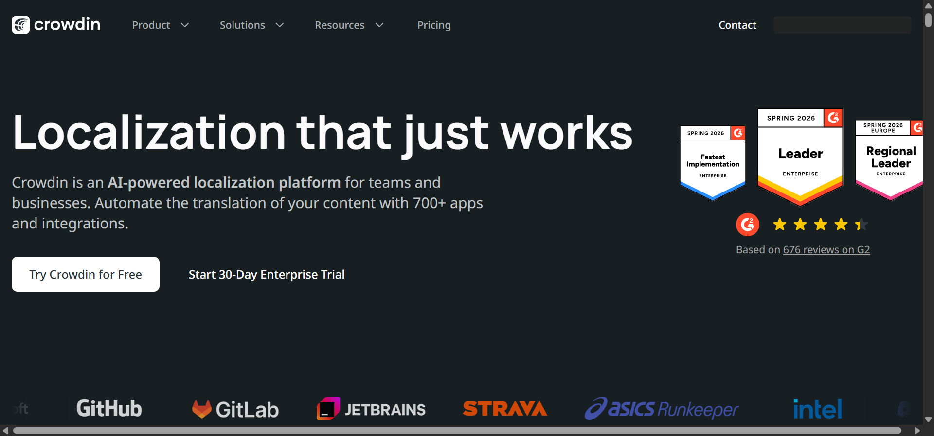 Crowdin homepage