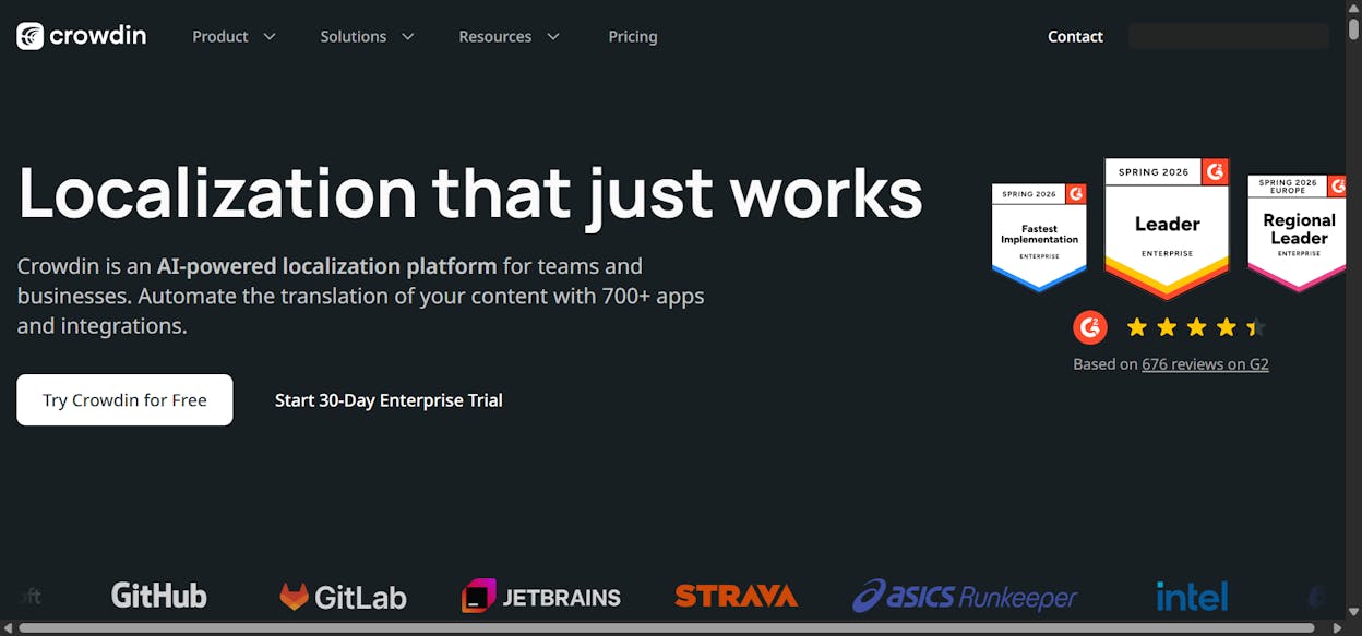Crowdin homepage